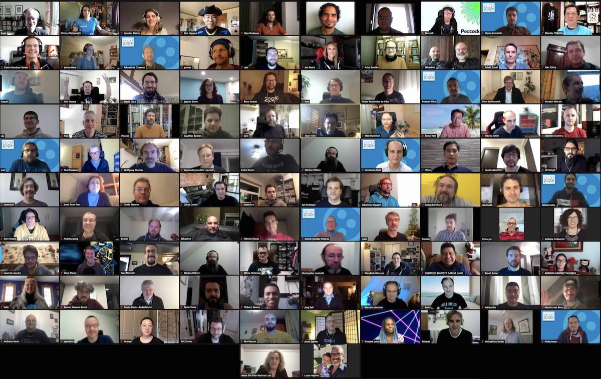 Mosaic with pictures of attendees of the 2020 Plone Conference