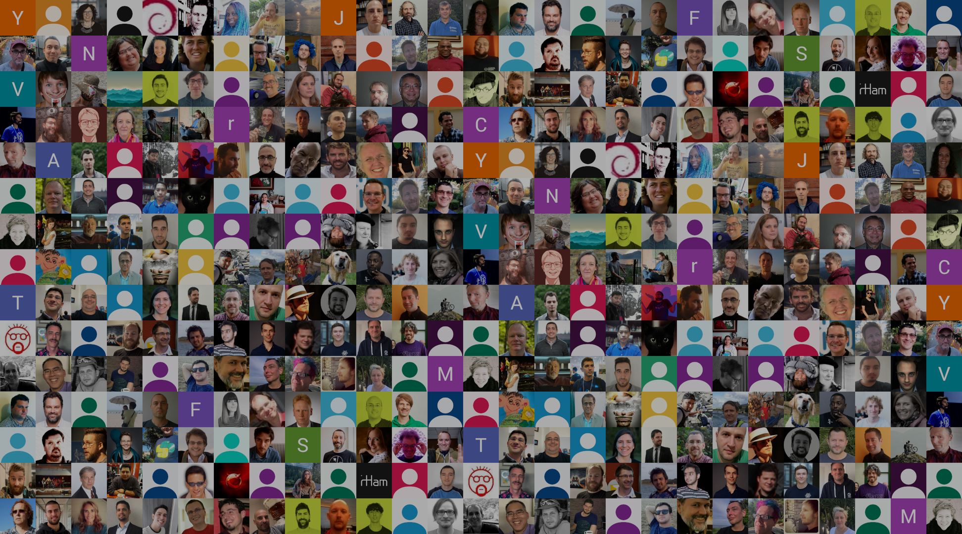 Mosaic with pictures of attendees of the 2021 Plone Conference